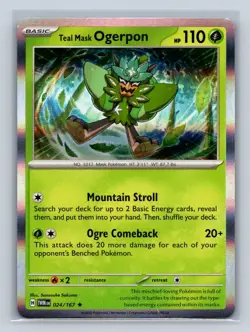 Teal Mask Ogerpon #024/167 SV06: Twilight Masquerade Holo Rare Pokemon Card NM - Image 1