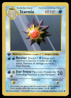 Starmie 64/102 1st Edition Base Set Shadowless Common NM EBAY LIVE FRIDAY - Image 1