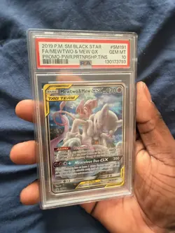 2019 POKEMON SM BLACK STAR PROMO #SM191 FULL ART/MEWTWO & MEW GX PSA 10 - Image 1