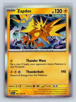 Zapdos #065/167 SV06: Twilight Masquerade Holo Rare Pokemon Card NM - Image 1