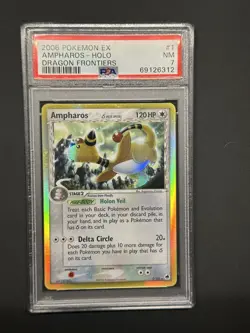 2006 Pokemon Ampharos Dragon Frontiers 1/101 Holo PSA 7 NM - Image 1