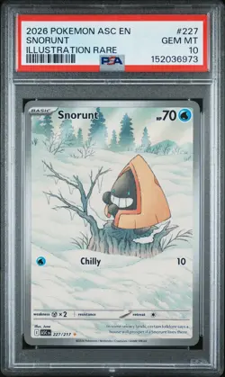 2026 POKEMON ASC EN-ASCENDED HEROES ILLUSTRATION RARE #227 SNORUNT PSA 10 - Image 1