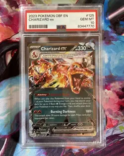CHARIZARD EX 2023 Pokemon #125/197 PSA 10 GEM-MINT Obsidian Flames - Image 1