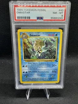 Pokemon Card Omastar 40/62 1st Edition Fossil Set 1999 PSA 8 NM-MT - Image 1