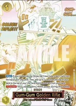 Bandai Gum-Gum Golden Rifle (Event R) OP15-116 Sky Island One Piece CCG Card - Image 1