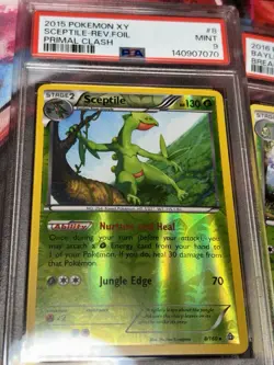 Lot of 5 PSA Graded Pokemon Cards Sceptile Scorbunny Bayleef Delphox Grookey 9-8 - Image 2