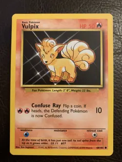 VULPIX - Base Set - 68/102 - Common - Pokemon Card - Unlimited Edition - LP - Image 1