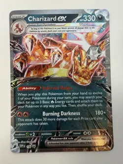 Pokemon Charizard ex 125/197 Sv: Scarlet & Violet Holo EX 330 HP Card English - Image 1