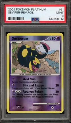 Pokemon Seviper Platinum Reverse Holo #61 PSA 9 Mint - Image 1