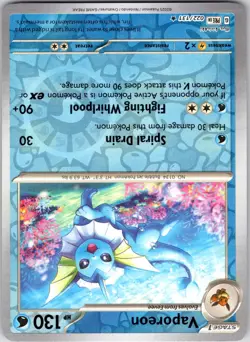 VAPOREON 134/165 151 POKEMON REVERSE HOLO NM/M - Image 1
