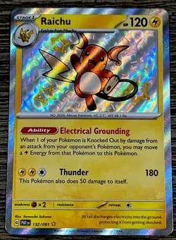 Pokemon TCG Raichu 132/091 SV: Paldean Fates Baby Shiny Holo Rare NM/M - Image 1