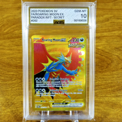 Pokemon Paradox Rift Roaring Moon EX 262/182 AGS Gem-MT 10 Holo Secret Rare 2023 - Image 1