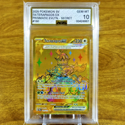 Pokemon Prismatic Evolutions Terapagos EX 180/131 AGS Gem-MT 10 Holo Rare 2025 - Image 1
