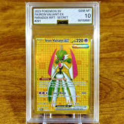 Pokemon Paradox Rift Iron Valiant EX 261/182 AGS Gem-MT 10 Gold Holo Rare 2023 - Image 1