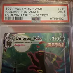 Pokemon 2021 Umbreon VMAX 215/203 Alt Art Secret Rare Evolving Skies PSA MINT 9 - Image 2