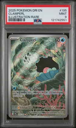 2025 Pokemon Dri EN-Destined Rivals Clamperl Illustration Rare PSA 9 - Image 1