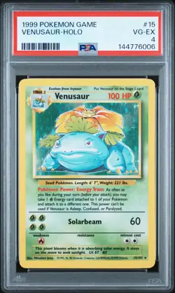 1999 Pokemon Base Set Holo Venusaur #15 PSA 4 - Image 1