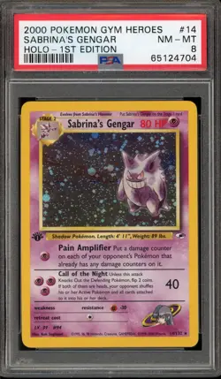 Pokemon Sabrina's Gengar Gym Heroes 1st Edition Holo Rare #14 PSA 8 - Image 1