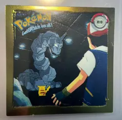 ONIX ASH PIKACHU 1999 POKEMON ARTBOX SERIES 1 Rare Gold Foil ANIME STICKER NM - Image 1