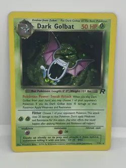 Pokemon TCG Dark Golbat Team Rocket 7/82 Holo Unlimited Swirl Holo Rare WOTC MP - Image 1