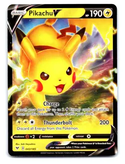 Pikachu V 043/185 Near Mint SWSH04: Vivid Voltage Pokemon Shipnow - Image 1