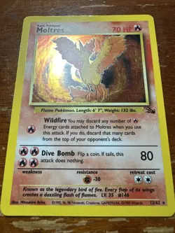 Pokemon Moltres Fossil Holo Rare 12/62 Basic Wizards 1999 English - Image 1