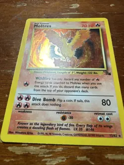 Pokemon Moltres Fossil Holo Rare 12/62 Basic Wizards 1999 English - Image 2