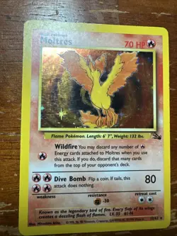 Pokemon Moltres Fossil Holo Rare 12/62 Basic Wizards 1999 English - Image 3