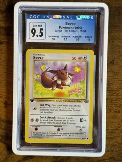 1999 POKEMON JUNGLE 1ST EDITION #51 EEVEE CGC 10 GEM MINT SUBGRADES GRADED GUARD - Image 1