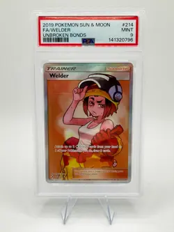 2019 Pokemon S&M Unbroken Bonds Trainer Welder #214 | FULL ART | PSA 9 MINT - Image 1