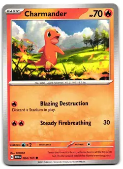 Charmander 004/165 - 151 Common Pokemon TCG - LP Card - Image 1