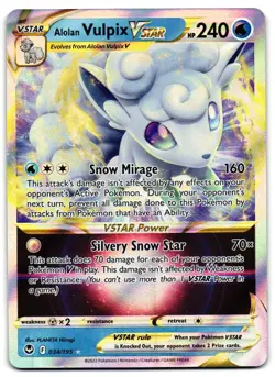 Alolan Vulpix VSTAR 034/195 - Silver Tempest Pokemon TCG Holo - NM Card - Image 1