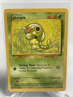 Pokemon TCG Caterpie Card 45/102 Base Set Unlimited Common Regular NM 1999 - Image 2