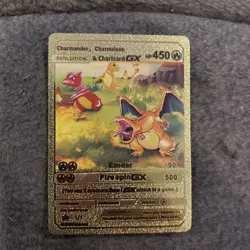 Pokemon Charmander Charmeleon Charizard GX Full Art Foil Metal Card 1/1 450 HP - Image 1
