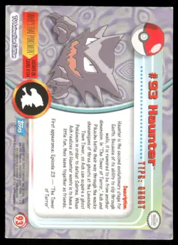 Pokemon Cards Haunter #93 Topps Trading Cards Series 2 Holo NM - Image 2