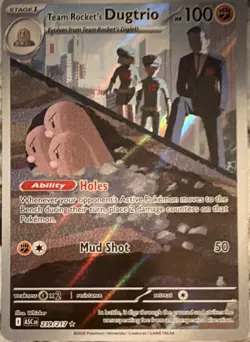 Team Rocket's Dugtrio 239/217 ASC Holo Rare Pokemon Card 100 HP Ability Stage 1 - Image 1