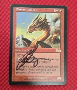 Signed Sketched MTG Magic Bob Eggleton Artist Proof Urza's Saga SHIVAN HELLKITE - Image 1