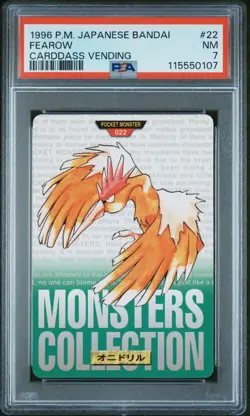 Pokemon Japanese Fearow Bandai Carddass Vending 1996 Green No. 022 PSA 7 - Image 1