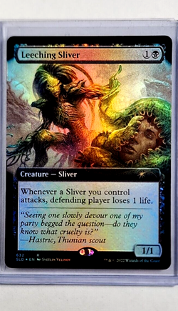 2022 MTG Magic the Gathering Secret Lair Drop Extended Art Foil Leeching Sliver - Image 1