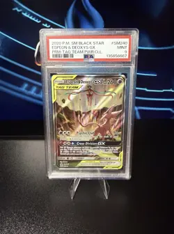 PSA 9 MINT Espeon & Deoxys GX #SM240 Black Star Promo Tag Team Pokemon TCG 2020 - Image 1