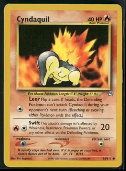 Cyndaquil 56/111 Common Neo Genesis Pokemon Moderately Played - Image 1