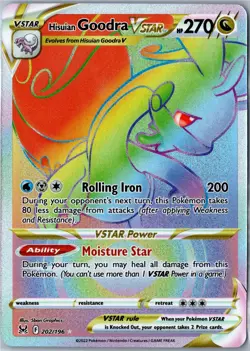 Pokemon Card - Hisuian Goodra VSTAR Lost Origin 202/196 Rare Rainbow 2022 NM - Image 1