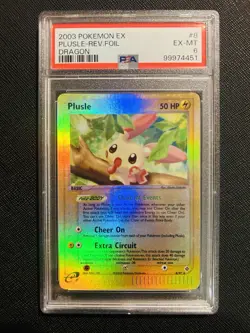 2003 POKEMON EX DRAGON #8 PLUSLE-REVERSE FOIL PSA 6 - Image 1