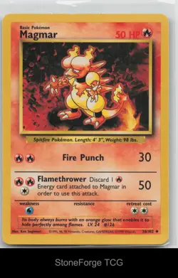 Magmar 36/102 Uncommon Base Set Unlimited Pokemon Near Mint - Image 1