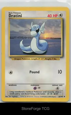 Dratini 26/102 Uncommon Base Set Unlimited Pokemon Lightly Played - Image 1