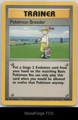 Pokemon Breeder 76/102 Rare Base Set Unlimited Pokemon Lightly Played - Image 1
