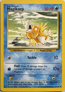 Magikarp 35/102 Uncommon Base Set Unlimited Pokemon Near Mint - Image 1