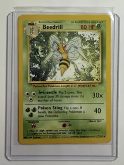 1999 Beedrill Base Set Vintage Pokemon WOTC 17/102 NM- Clean Copy - Image 3