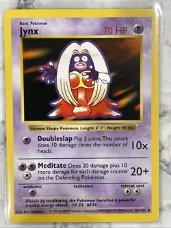 Jynx 031/102 Base Set (Shadowless) Regular Pokemon TCG LP- - Image 1