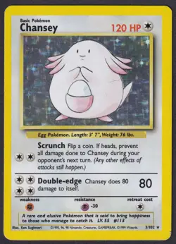 Pokemon Chansey 3/102 Holo Base Set - Image 1
